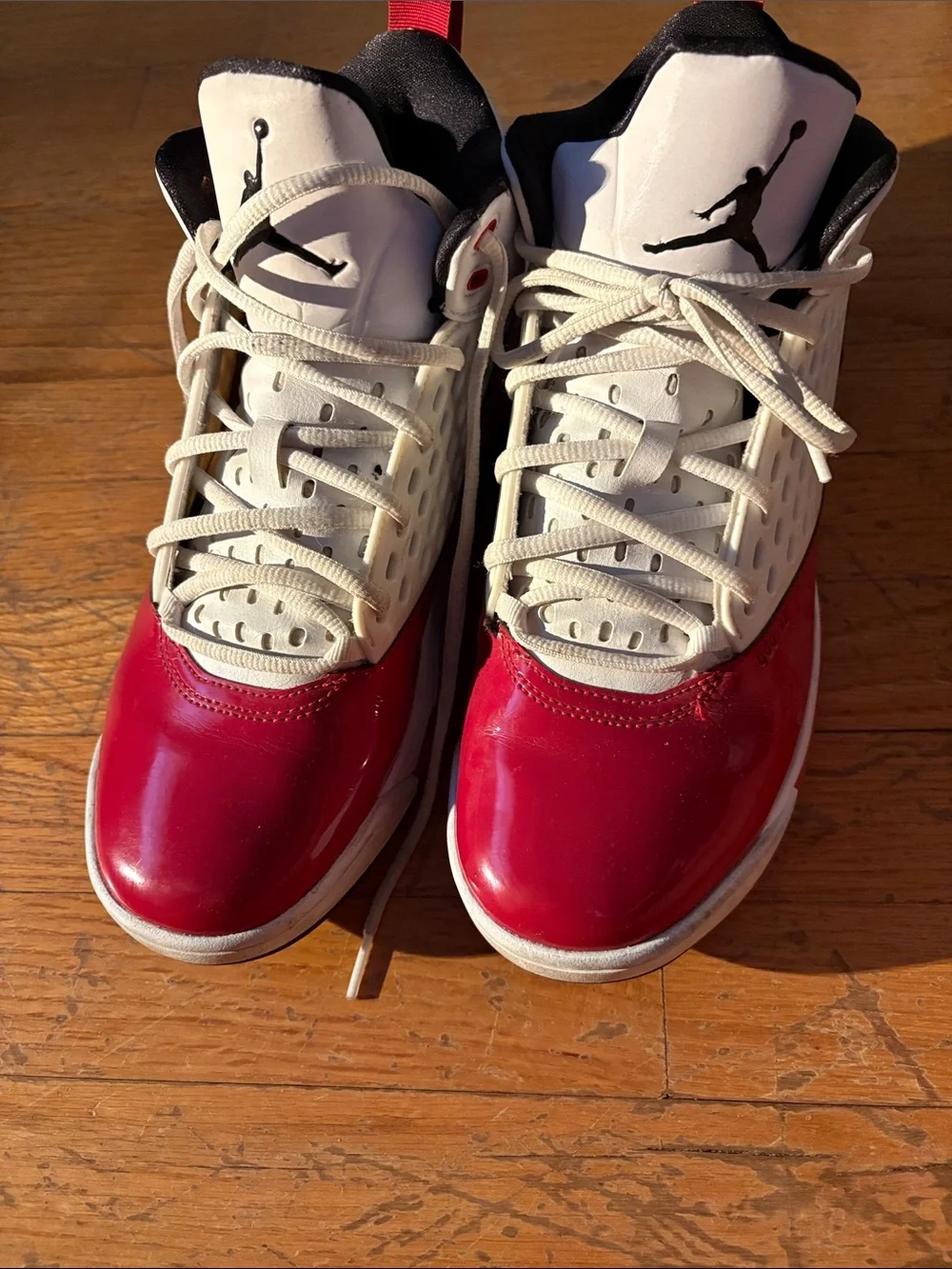 Jordan Red White and Black High-Top Sneakers